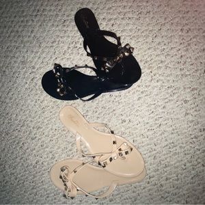 Studded jelly flip flops